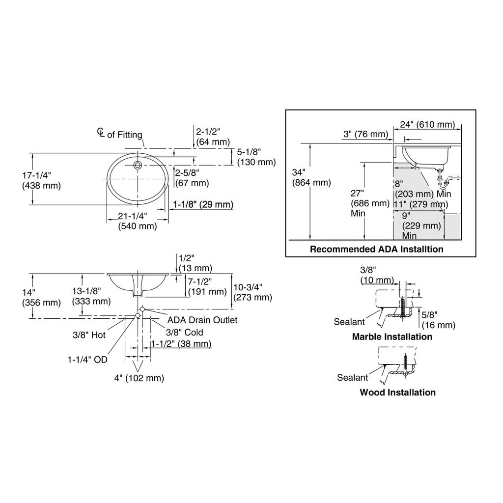 Kohler 2211-0 Caxton Oval 19 X 15 Under-Mount Bathroom Sink With Overflow And Clamp Assembly 2