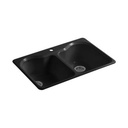 Kohler 5818-1-7 Hartland 33 X 22 X 9-5/8 Top-Mount Double-Equal Kitchen Sink With Single Faucet Hole 1