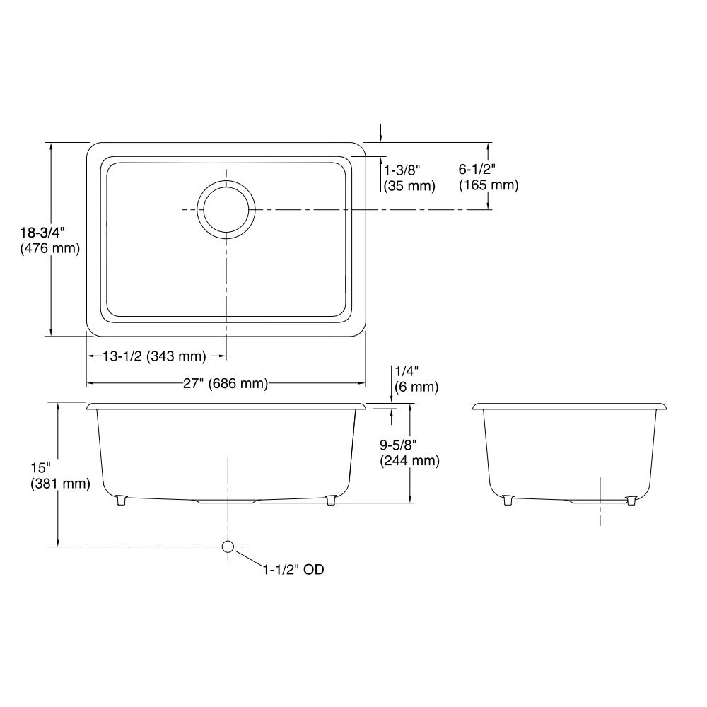 Kohler 5708-0 Iron/Tones 27 X 18-3/4 X 9-5/8 Top-/Under-Mount Single-Bowl Kitchen Sink 2
