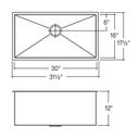 Julien 003974 J7 Utility Sink Undermount Single 30X16X12 2