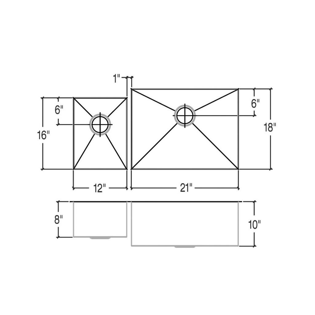 Julien 003241 Classic Sink Undermount Double L12X16X8 R21X18X10 2