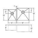 Julien 003234 Classic Sink Undermount Double L12X16X8 R18X18X10 2
