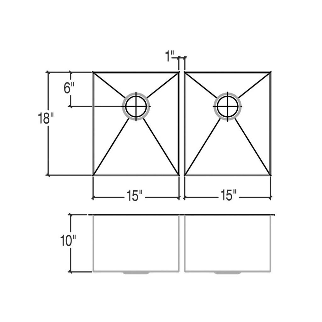 Julien 003949 J7 Sink Undermount Double L15X18X10 R15X18X10 2