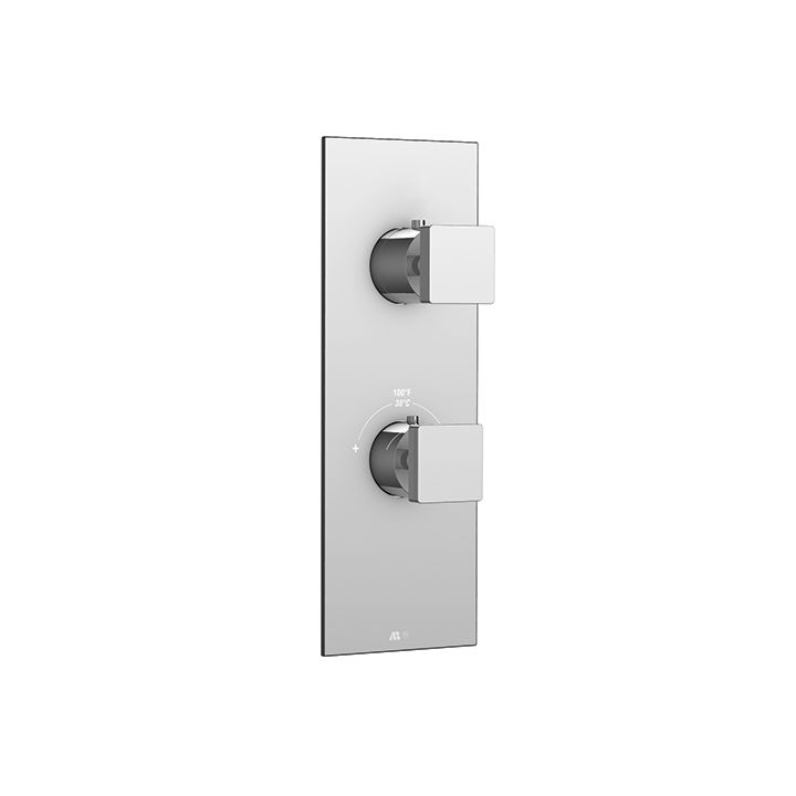 Aquabrass S8395 Square Trim Set For 12123 1/2 Thermostatic Valve 3 Way Shared Functions Polished Chrome 1