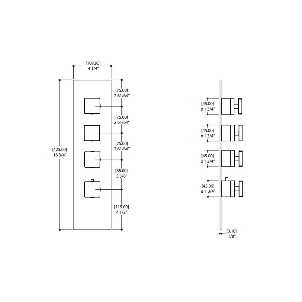 Aquabrass S3395 Round Trim Set For 1/2 12003 And 3003 3/4 Thermostatic Valves Polished Chrome 2