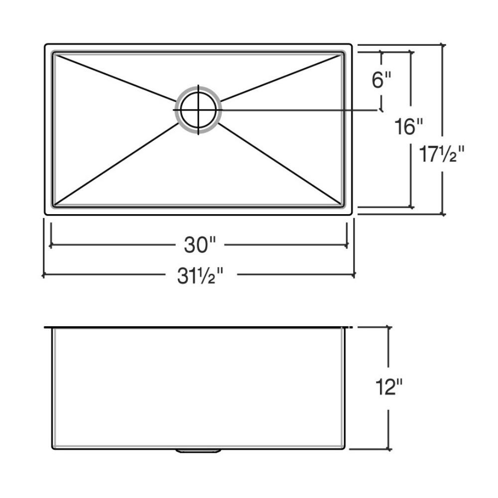 Julien 003974 J7 Utility Sink Undermount Single 30X16X12 2