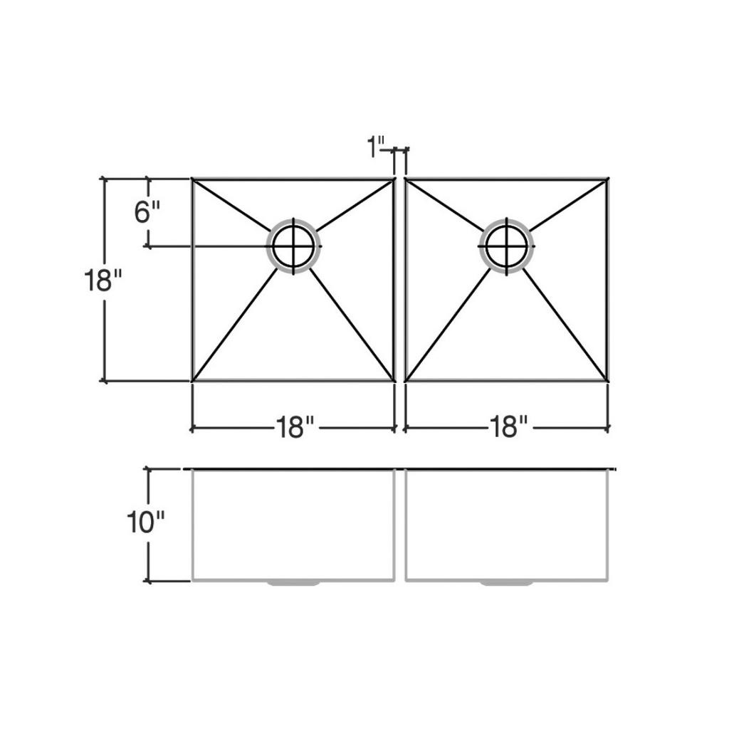 Julien 003958 J7 Sink Undermount Double L18X18X10 R18X18X10 2