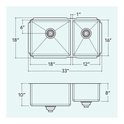 Prochef IH75-UR-331810 Proinox H75 Collection Undermount Sink With Double Bowl 2