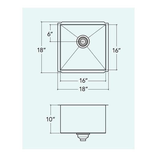 Prochef IH0-US-181810 Proinox H0 Collection Undermount Sink With Single Bowl 2