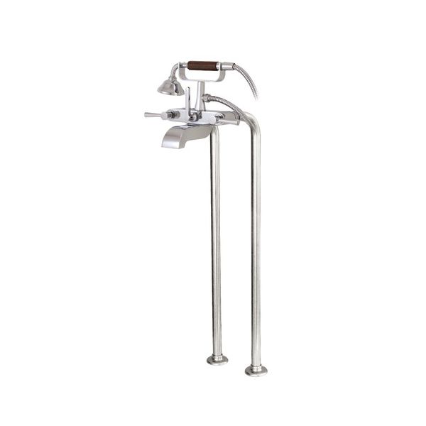 Aquabrass 53086 Otto Cradle Tub Filler With Handshower And Floor Risers Polished Chrome 1
