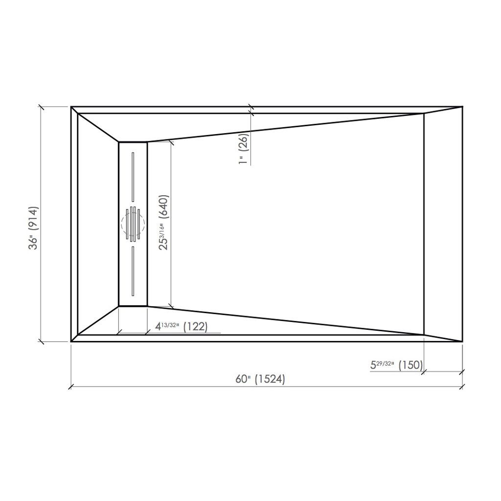 Fiora SDTP6036 Shower Base Linea Slate 60X36 Cement 2