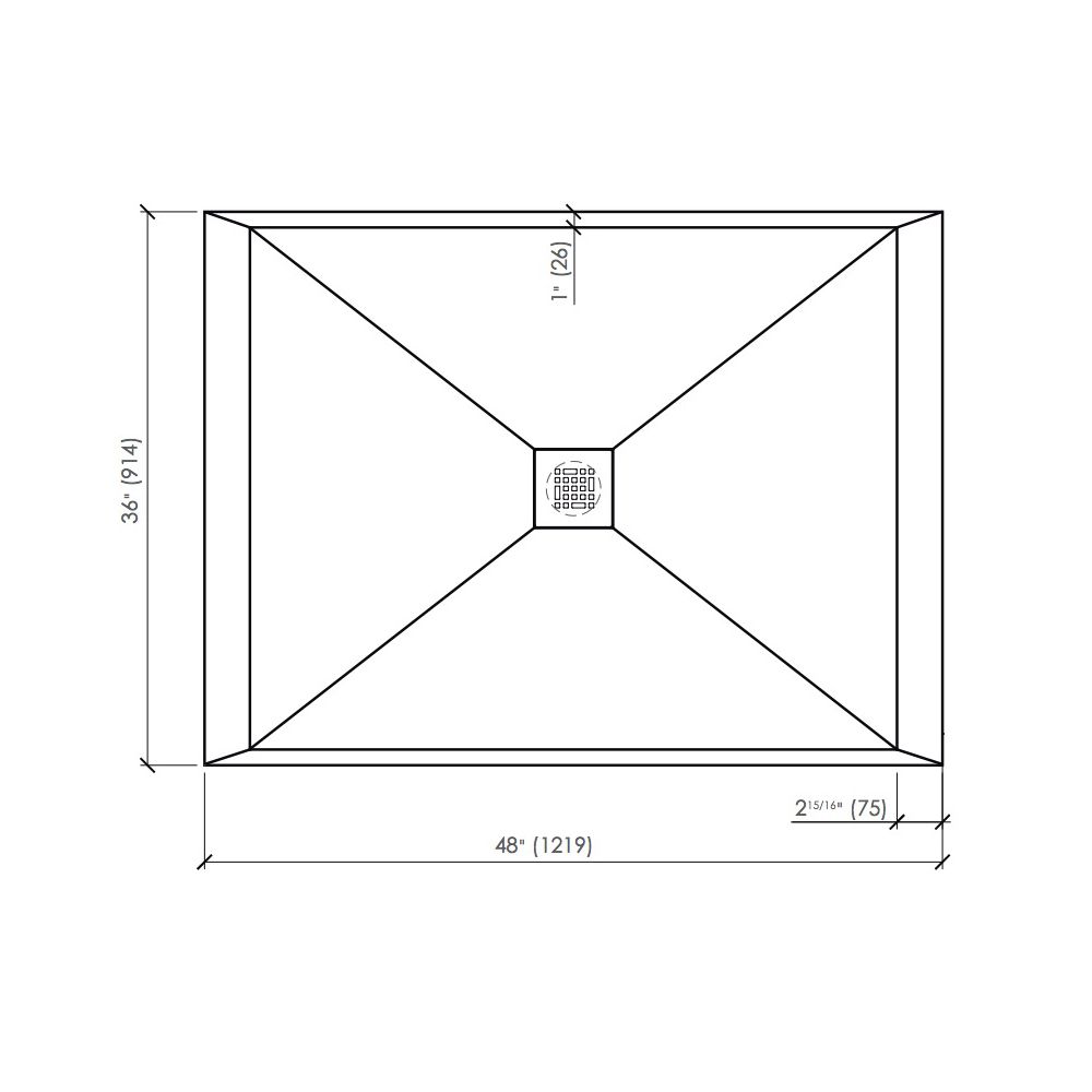 Fiora SSSP4836 Shower Base Quadro Slate 48X36 Cement 2