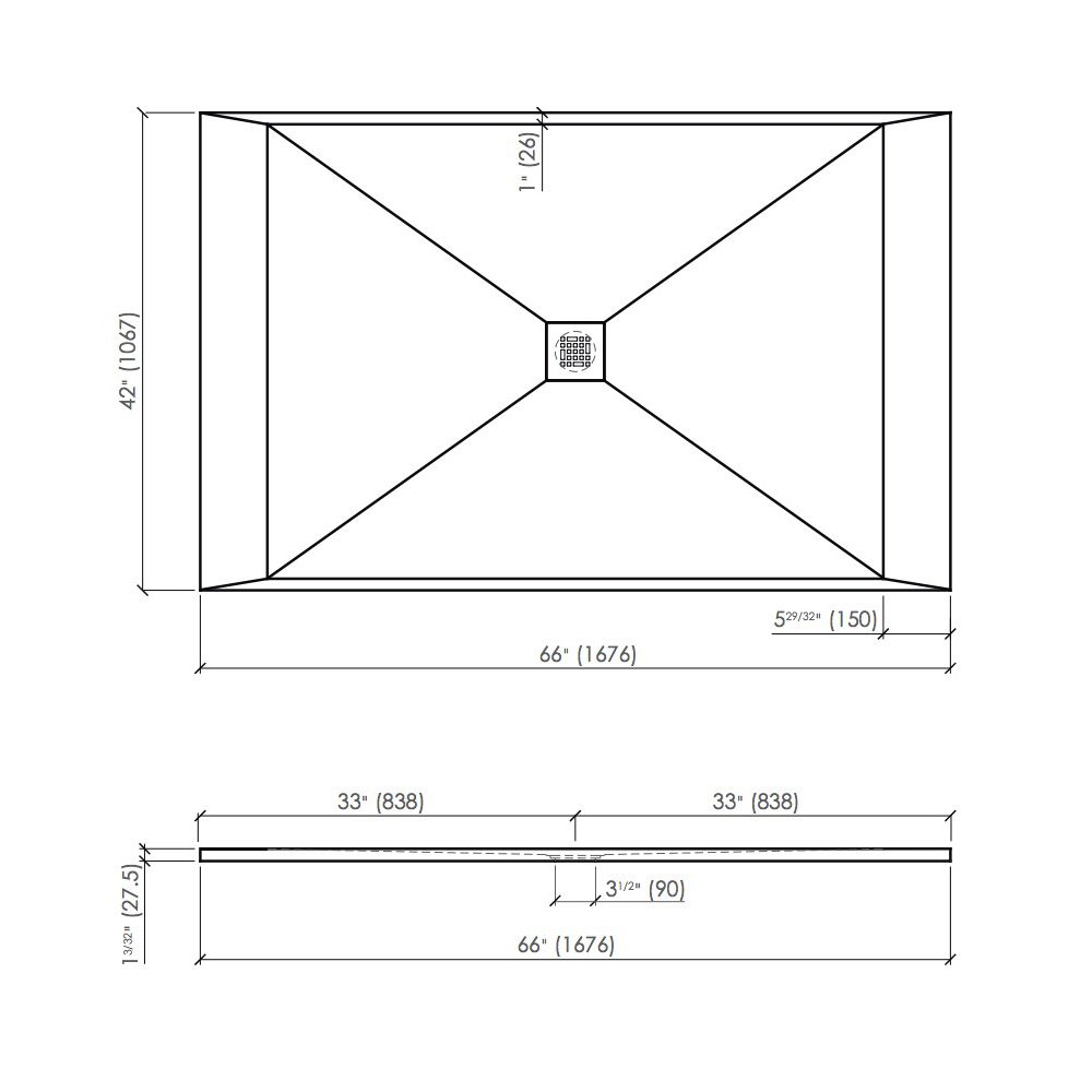Fiora SSSP6642 Shower Base Quadro Slate 66X42 Off White 2