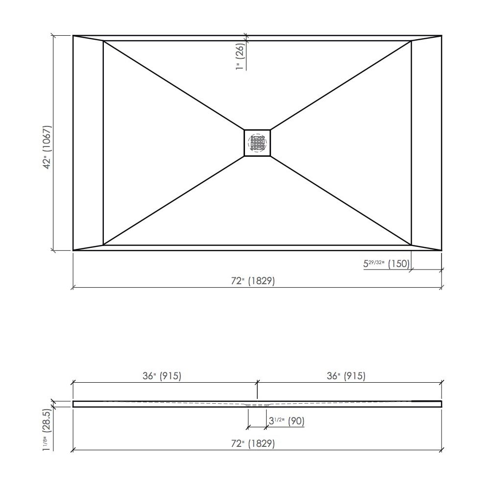 Fiora SSSP7242 Shower Base Quadro Slate 72X42 Cement 2