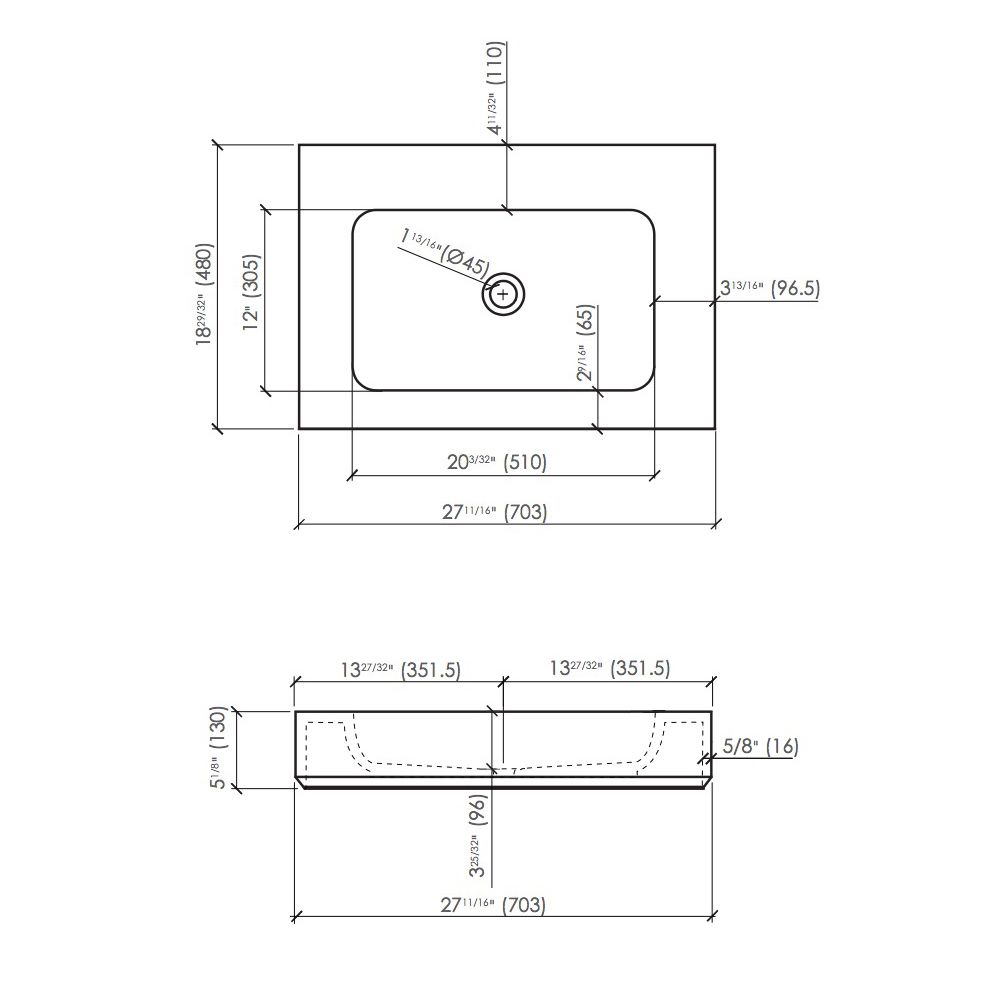 Fiora MPCI01 Wall Mount Lavatory 28X19 Three Holes Cement 2