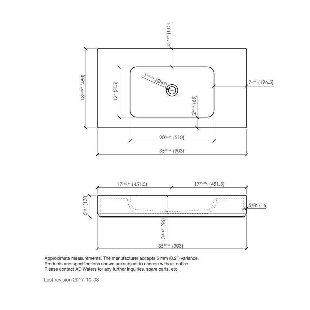 Fiora MPCI03 Wall Mount Lavatory 36X19 Three Holes Grey 2