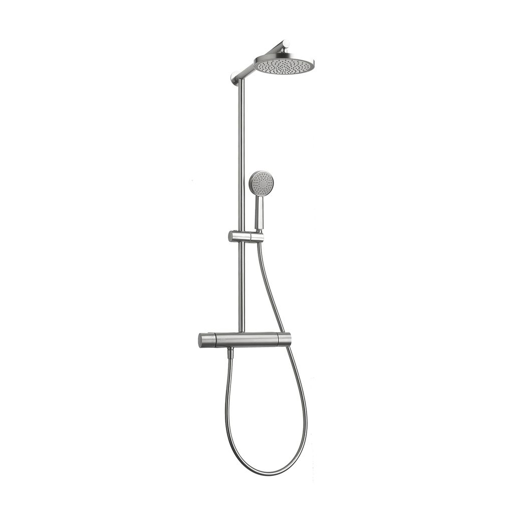 Aquabrass 52635 Tekno 1/2 Thermostatic Shower Column Brushed Stainless Steel 1