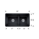 Blanco 402065 Precis U 1 3/4 Low Divide Double Sink Anthracite 2