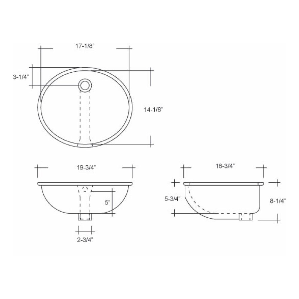 Fairmont Designs S-100WH Oval Ceramic Undermount Sink - White 2