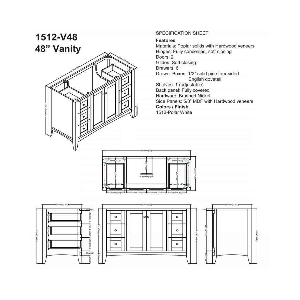 Fairmont Designs 1512-V48 Shaker Americana 48&quot; Vanity Polar White 2