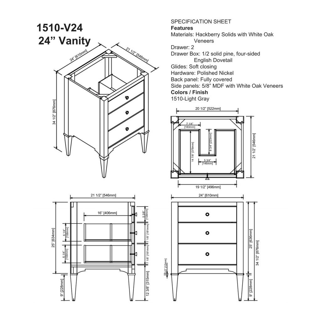 Fairmont Designs 1510-V24 Charlottesville 24&quot; Vanity Light Gray 2