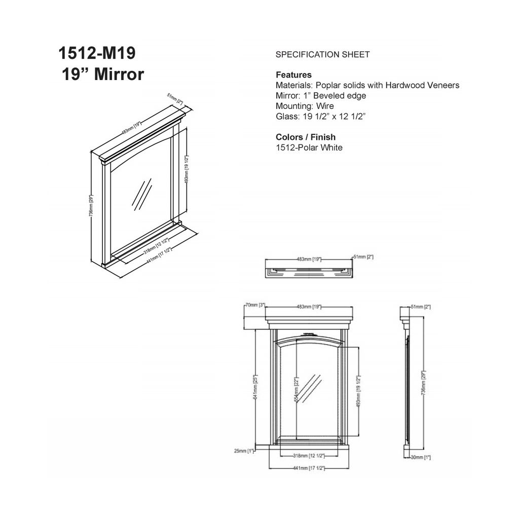 Fairmont Designs 1512-M19 Shaker Americana 19&quot; Mirror Polar White 2