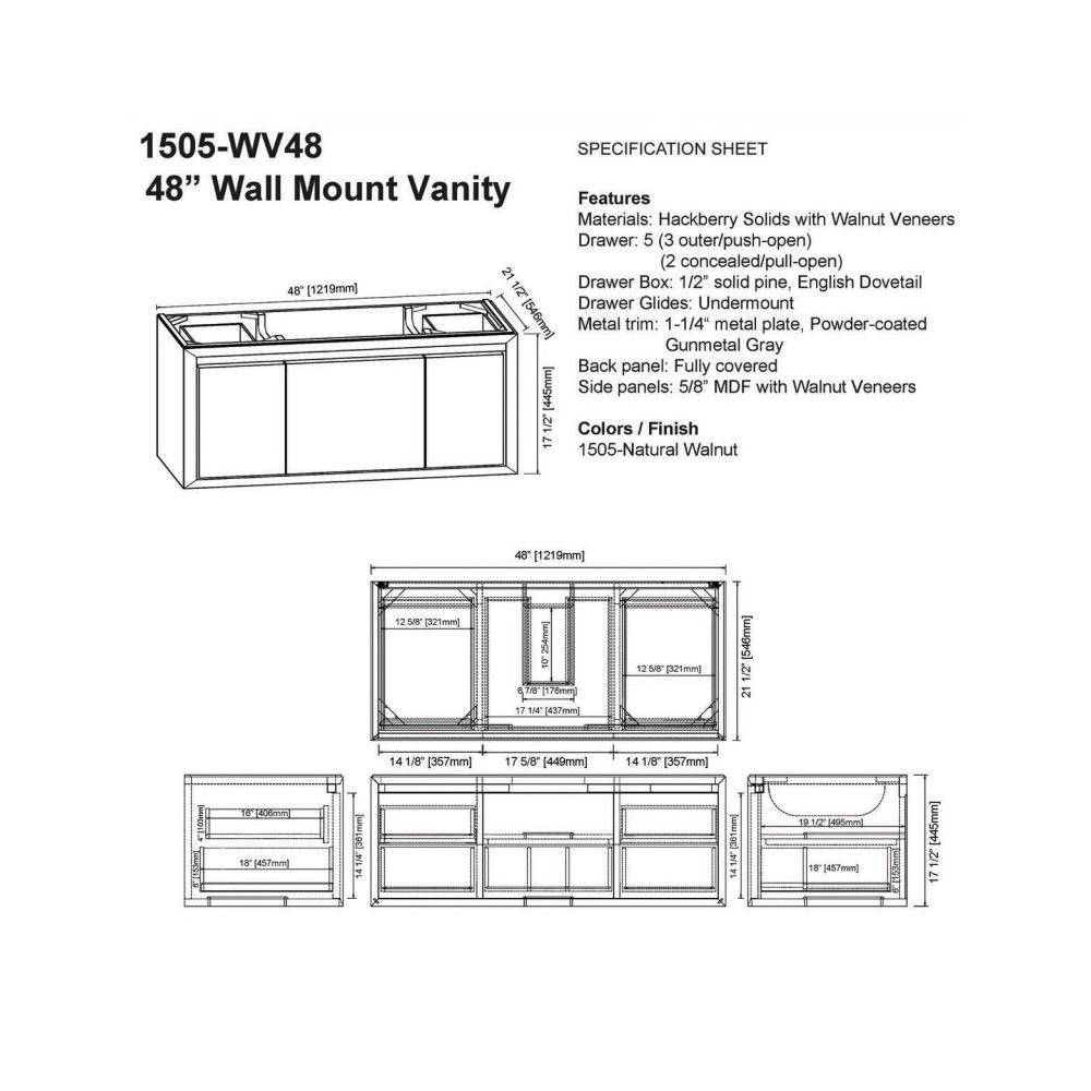 Fairmont Designs 1505-WV48 M4 48 Wall Mount Vanity Natural Walnut 2