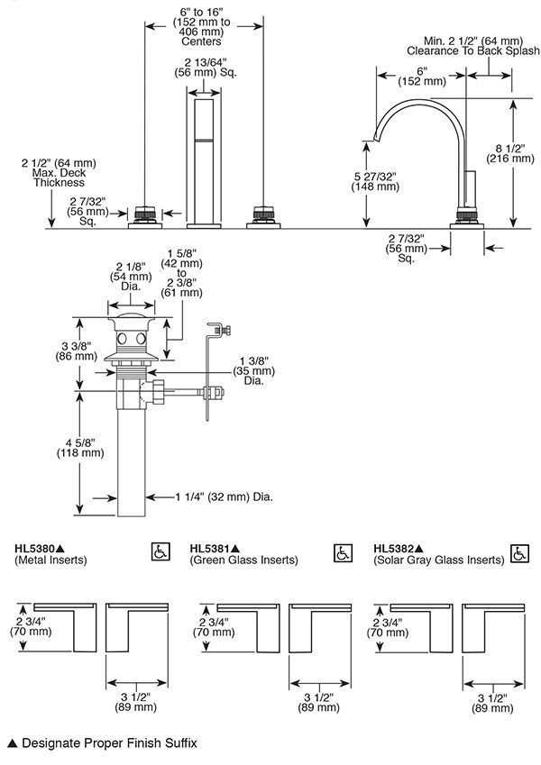 Brizo 65380LF Siderna Widespread Lavatory Faucet Less Handles 4