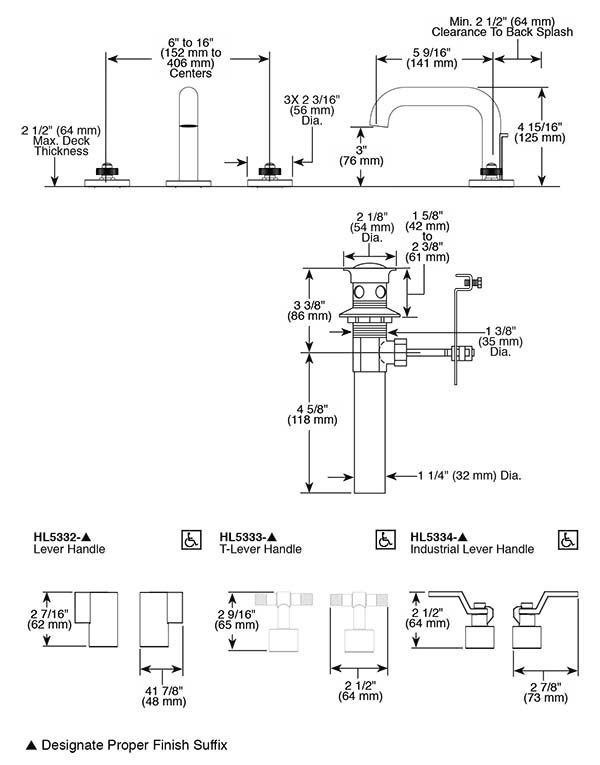 Brizo 65337LF Litze Widespread Lavatory Faucet Less Handles 2