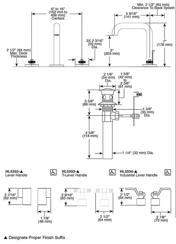 Brizo 65335LF Litze Widespread Lavatory Faucet Less Handles 2