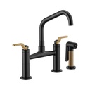 Brizo 62564LF Litze Bridge Facuet With Angled Spout Industrial Handle Luxe Gold Matte Black 1