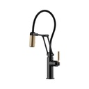Brizo 63243LF Litze Articulating Knurled Handle Faucet Matte Black Luxe Gold 1