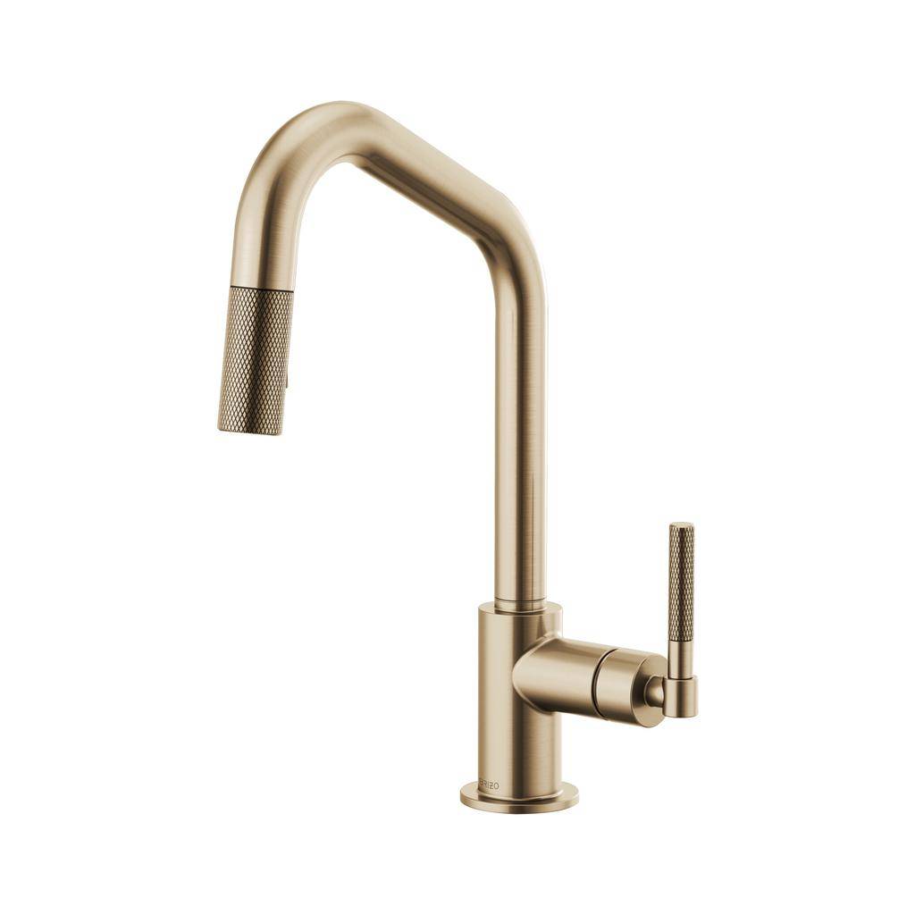 Brizo 63063LF Litze Pull Down Angled Spout Knurled Handle Faucet Luxe Gold 1