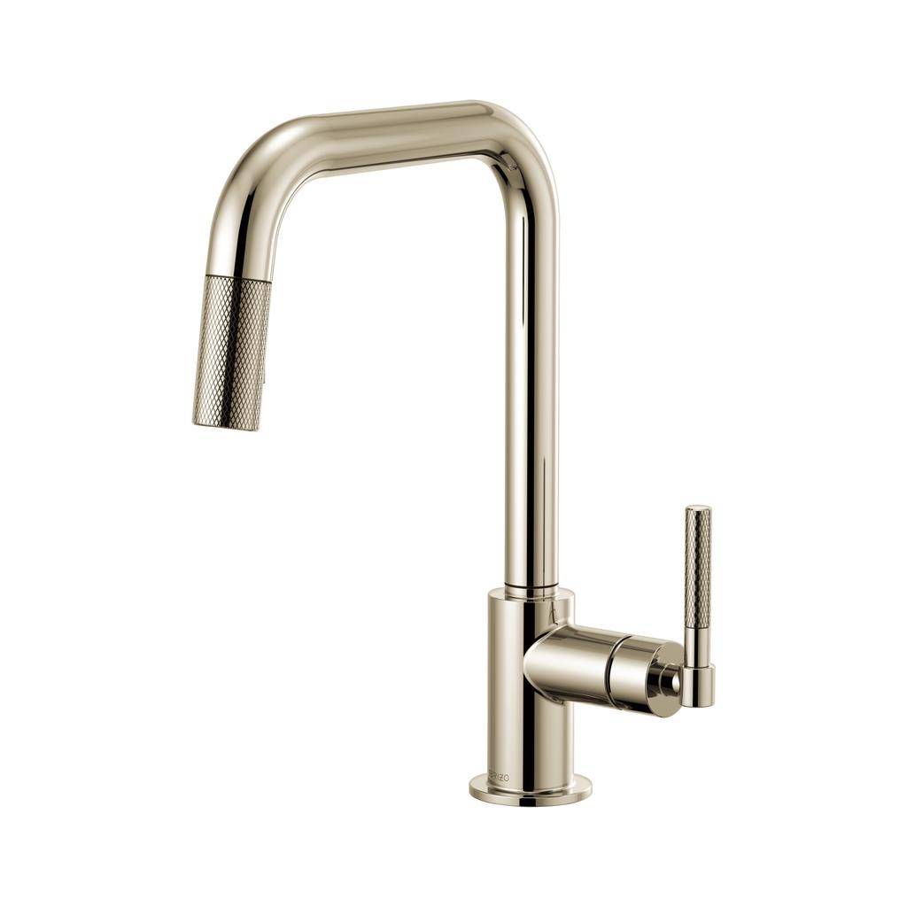 Brizo 63053LF Litze Pull Down Square Spout Knurled Handle Faucet Polished Nickel 1