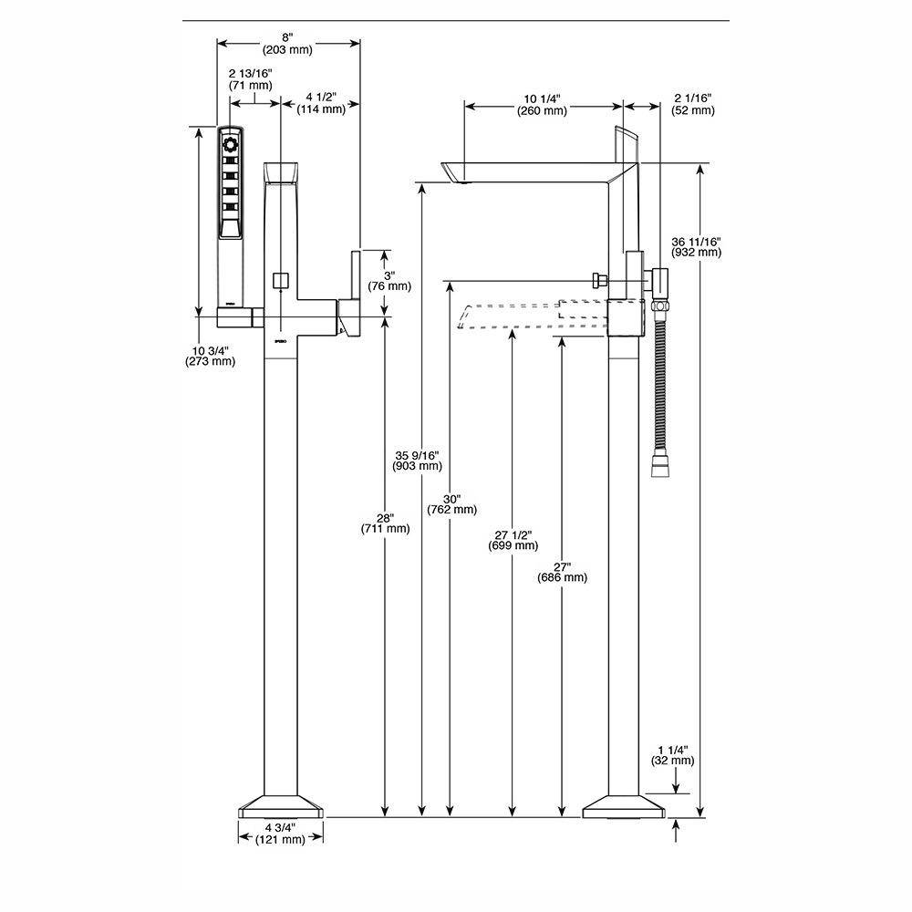 Brizo T70188 Vettis Single Handle Freestanding Tub Filler Luxe Nickel 2