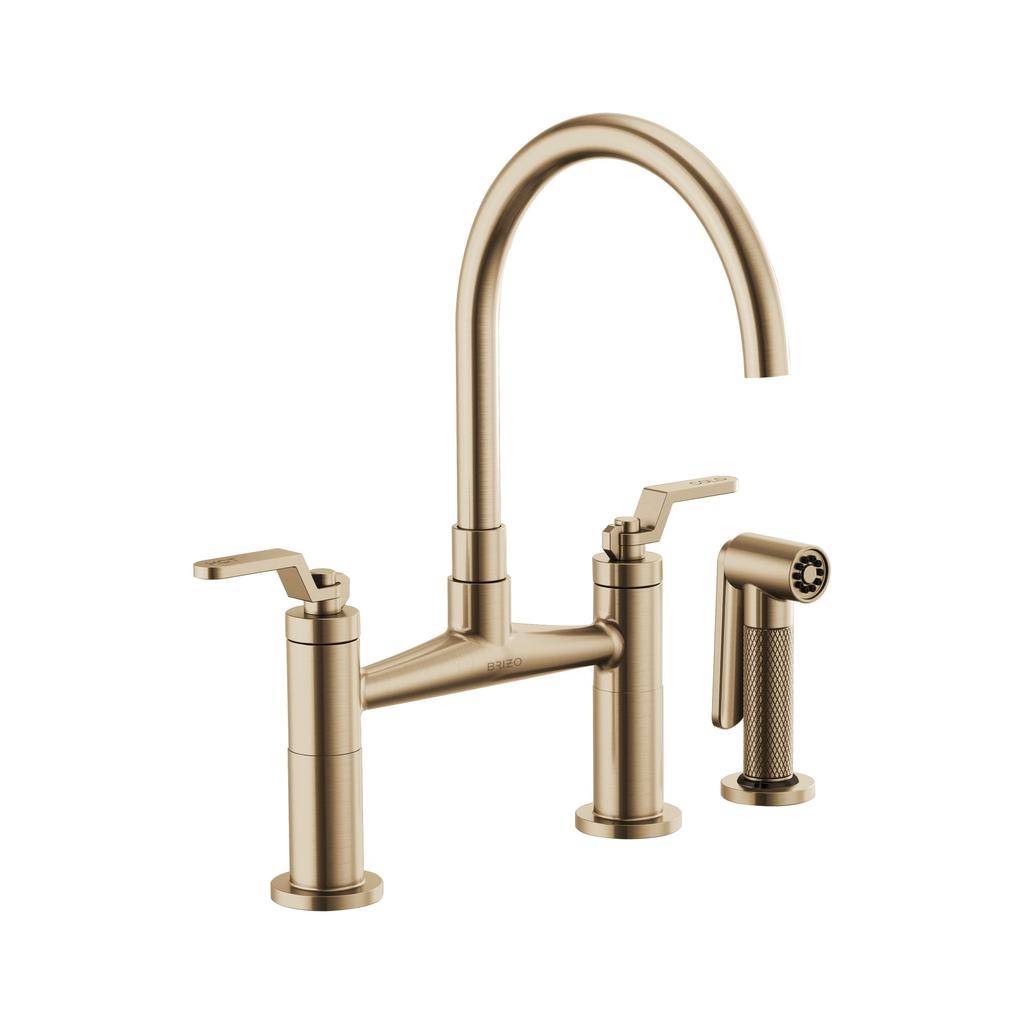 Brizo 62544LF Litze Bridge Faucet Industrial Handle Luxe Gold 1