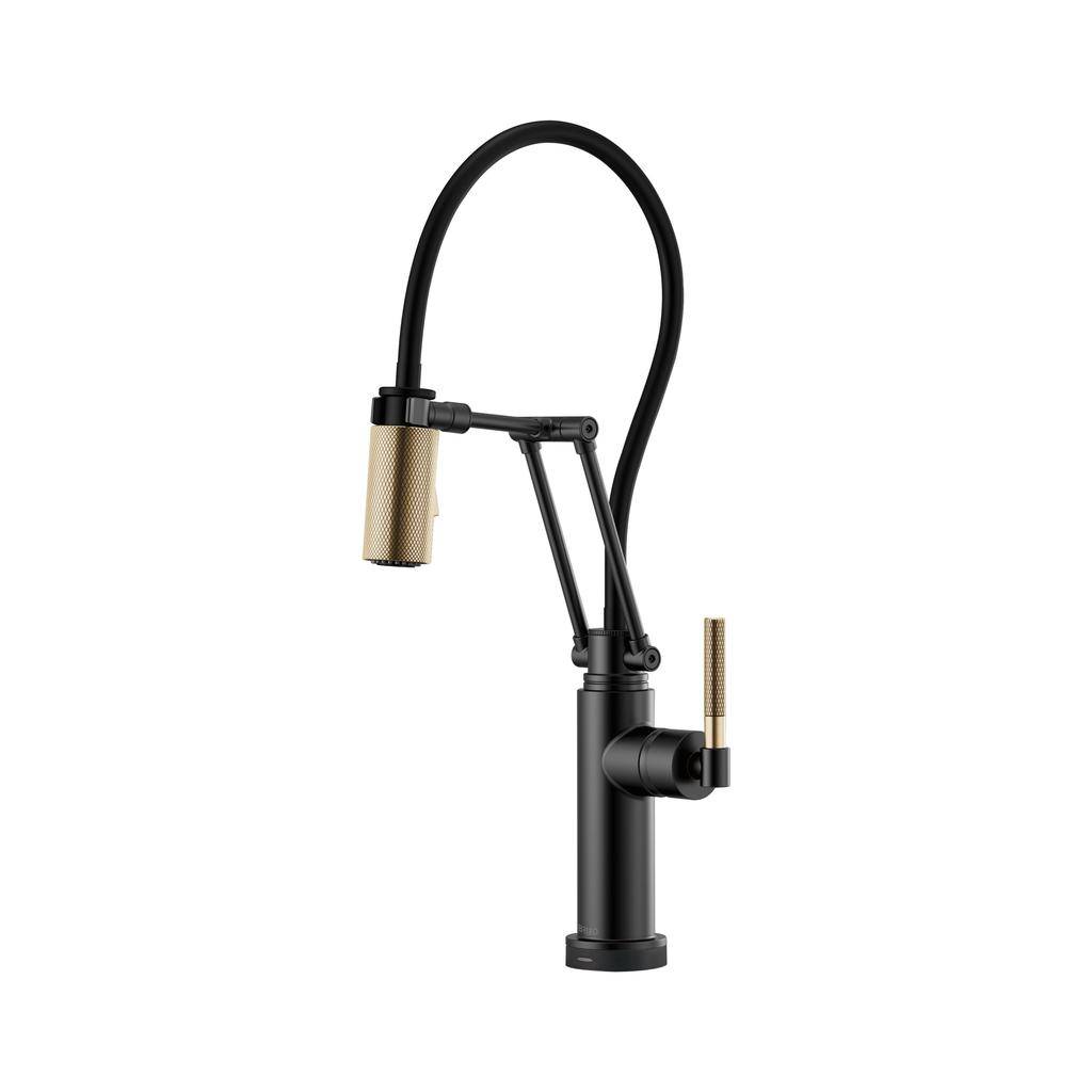 Brizo 64243LF Litze Smart Touch Articulating Faucet Luxe Gold Matte Black 1