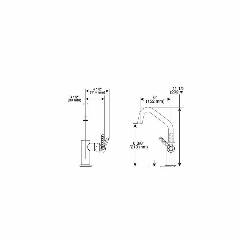 Brizo 61063LF Litze Angled Spout Knurled Handle Bar Faucet Polished Nickel 2