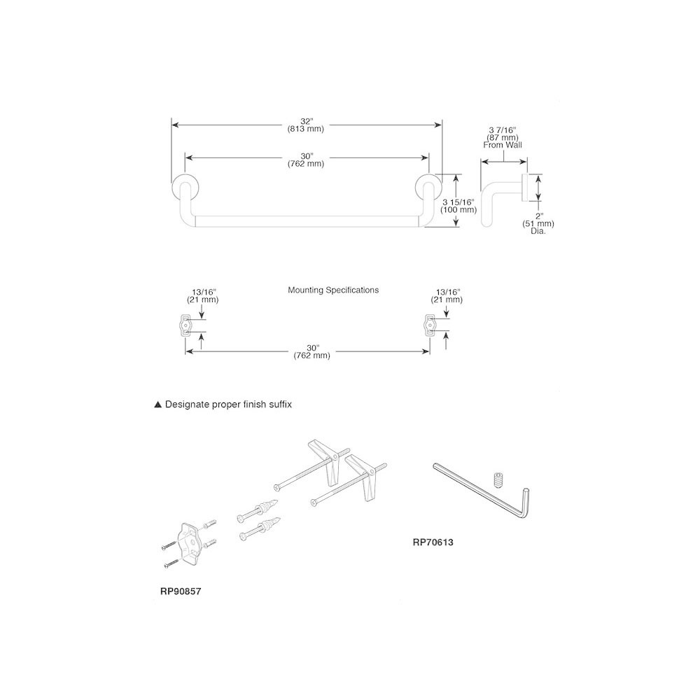 Brizo 693035 Litze 30" Towel Bar Polished Nickel 2