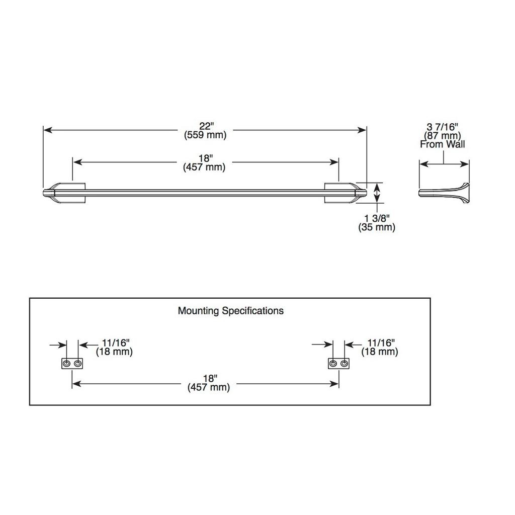 Brizo 691898 Levoir 18" Towel Bar Polished Nickel 2
