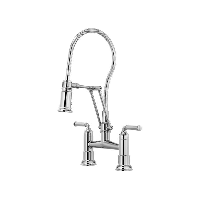 Brizo 62174LF Rook Articulating Bridge Faucet With Finished Hose Chrome 1