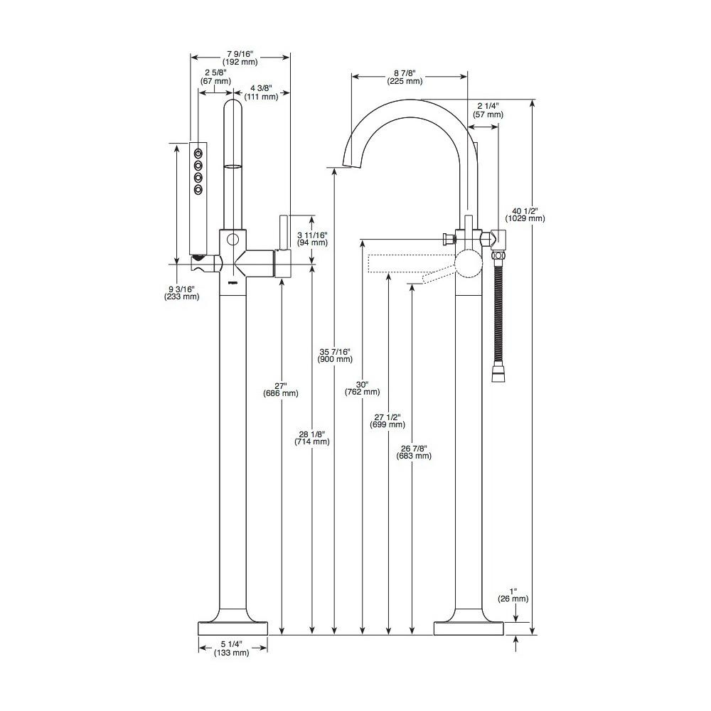 Brizo T70175-GL Odin Single Handle Freestanding Tub Filler Luxe Gold 2