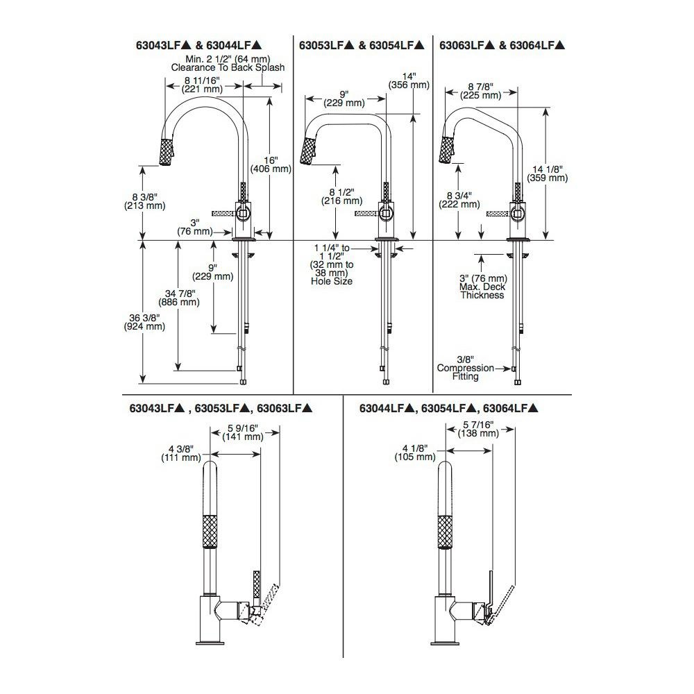 Brizo 63043LF-SS Litze Arc Spout Pull Down Knurled Handle Stainless 2