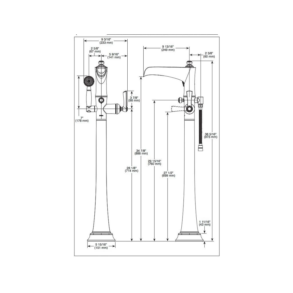 Brizo T70161 Rook Freestanding Floor Mount Tub Filler 2
