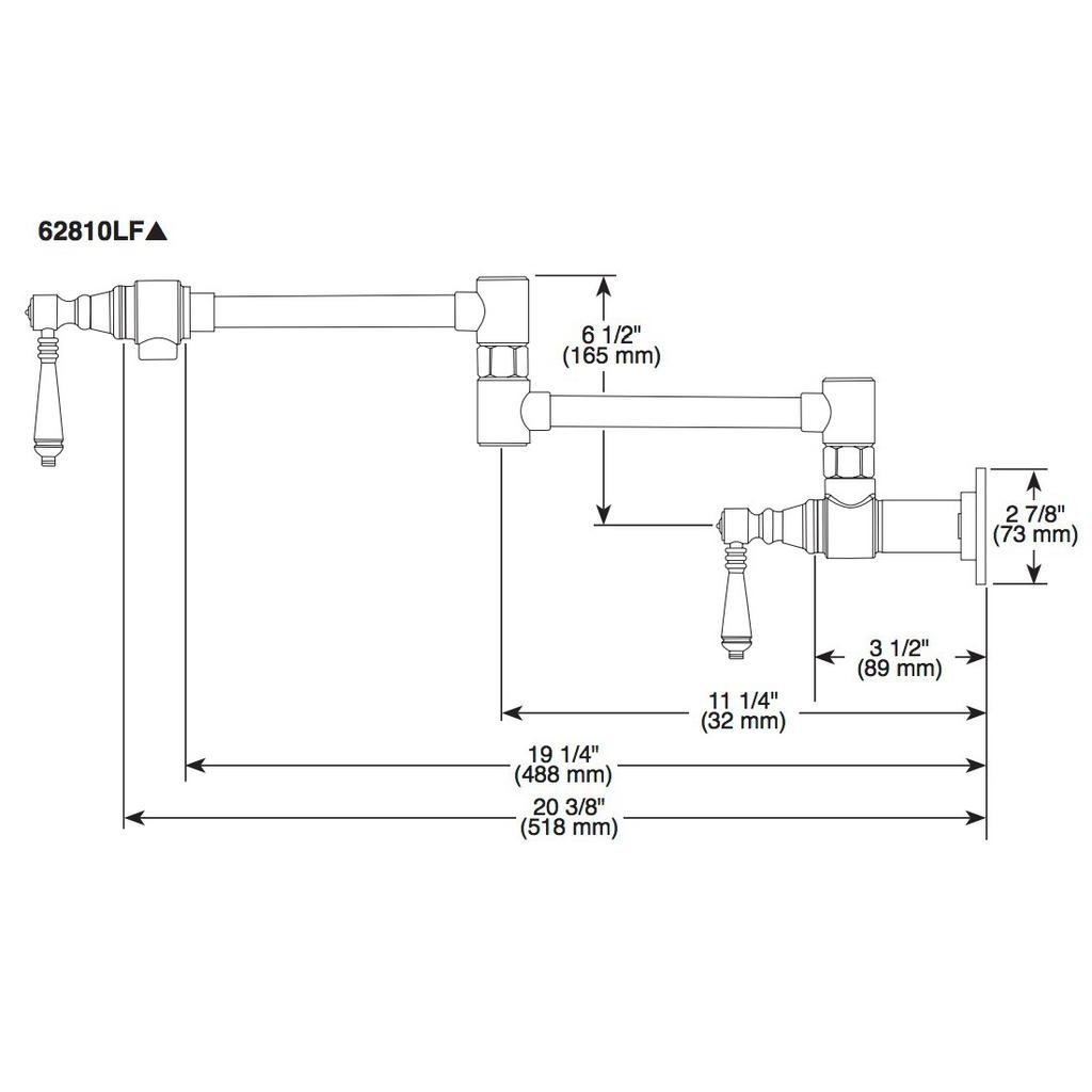 Brizo 62843LF Litze Wall Mounted Pot Filler Polished Nickel 2