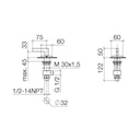 Dornbracht 20000715 Cl.1 Deck Valve Clockwise Closing Hot Platinum Matte 2
