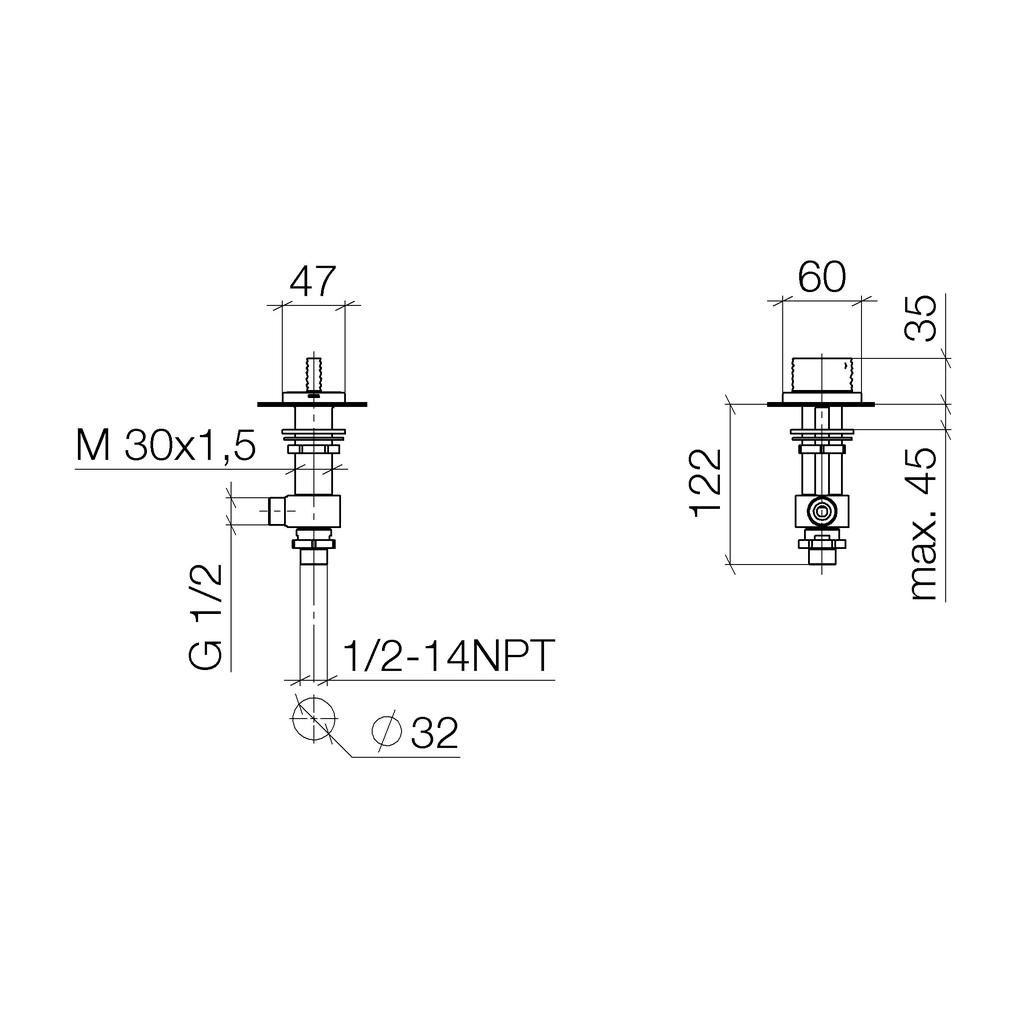 Dornbracht 20005705 Cl.1 Deck Valve Clockwise Closing Cold Chrome 2