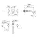 Dornbracht 36712819 Vaia Wall Mounted Lavatory Faucet Lever Handles Platinum Matte 2