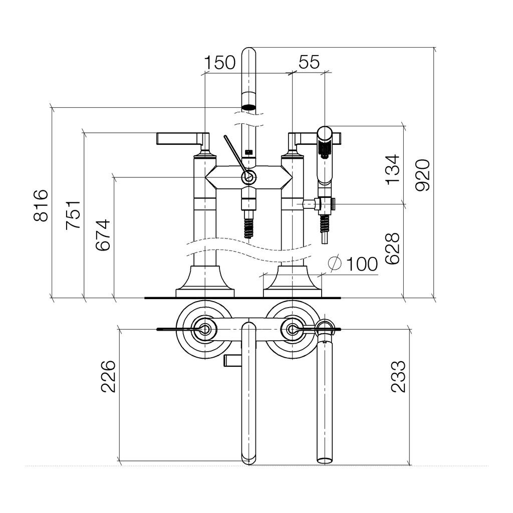 Dornbracht 25943819 Vaia Free Standing Tub Spout Platinum Matte 2