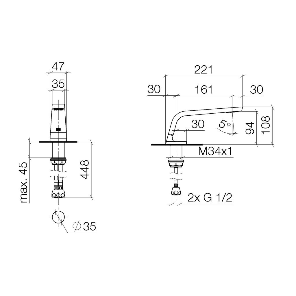 Dornbracht 13714705 Cl.1 Lavatory Spout Without Drain Platinum Matte 2